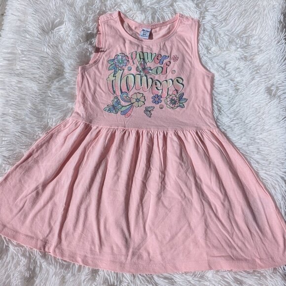 Pink "Power of Flowers" Girls Summer Dress – Sleeveless & Cute 3T 6/7 - Picture 1 of 5